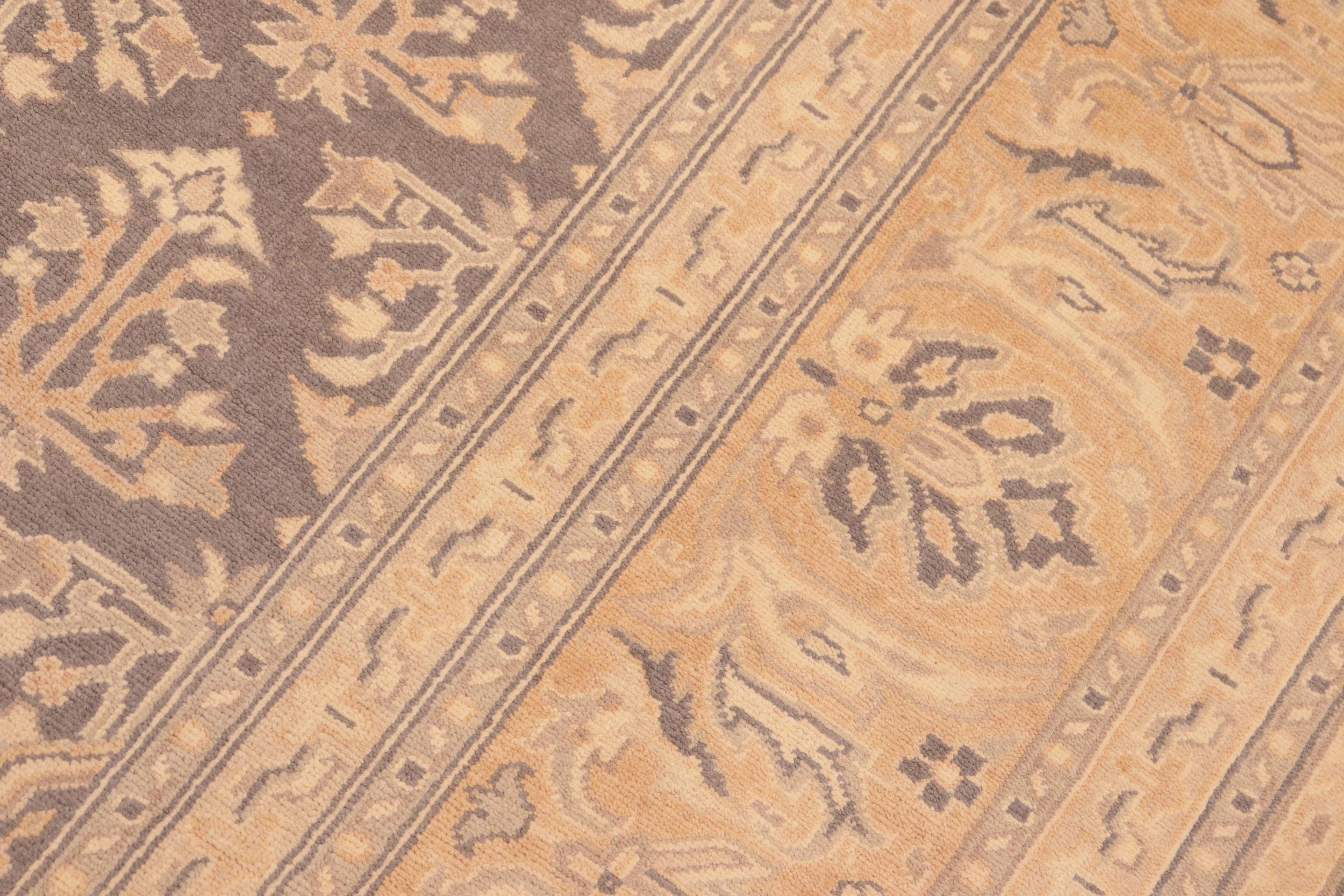 handmade Transitional Kafkaz Gray Gold Hand Knotted RECTANGLE 100% WOOL area rug 6x9