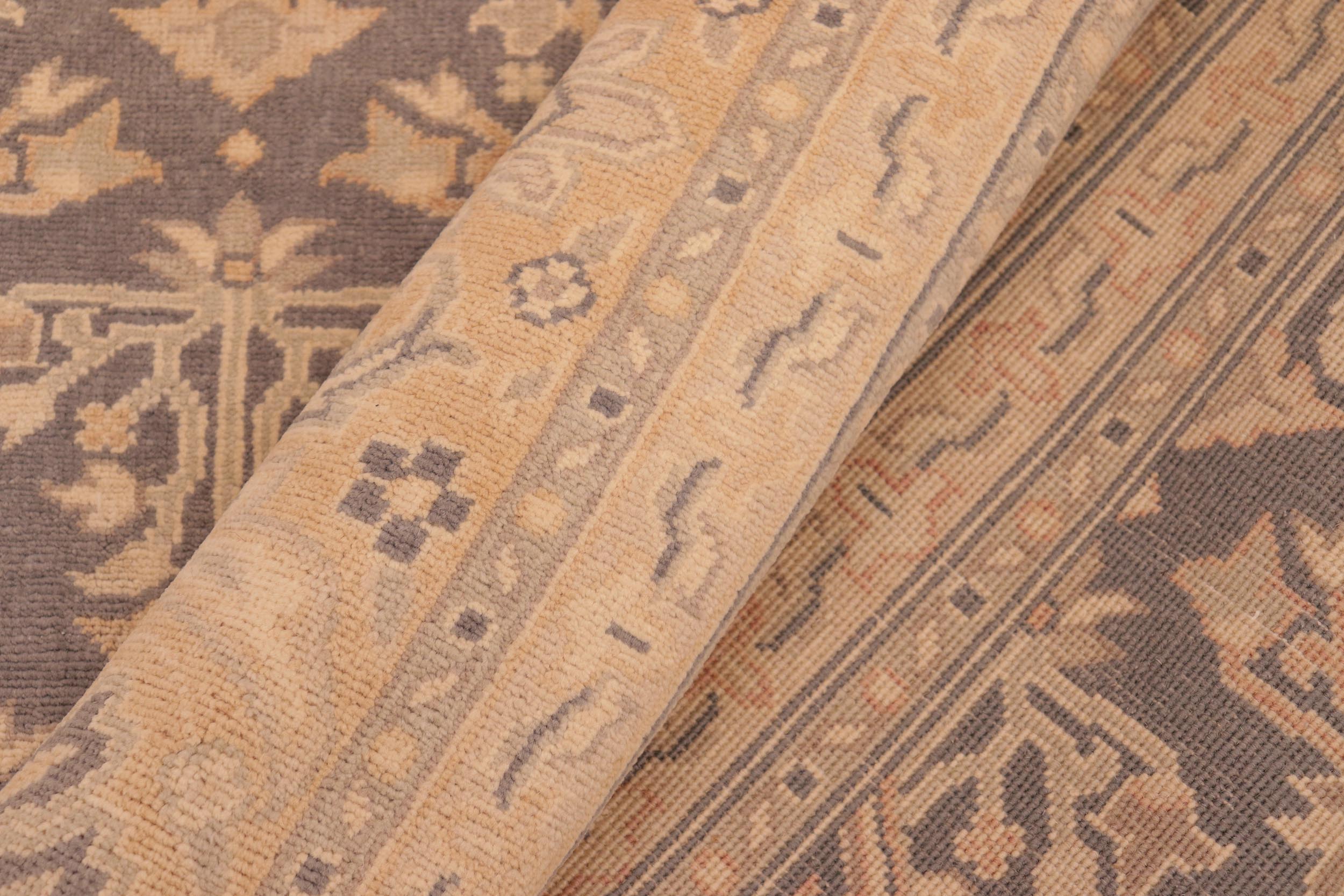 handmade Transitional Kafkaz Gray Gold Hand Knotted RECTANGLE 100% WOOL area rug 6x9