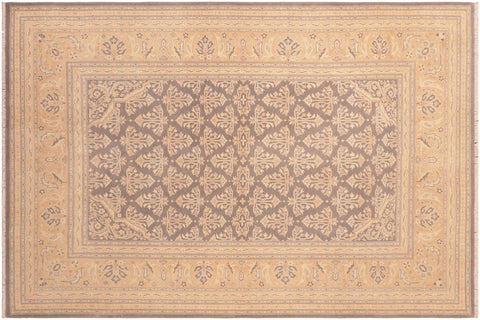 handmade Transitional Kafkaz Gray Gold Hand Knotted RECTANGLE 100% WOOL area rug 6x9