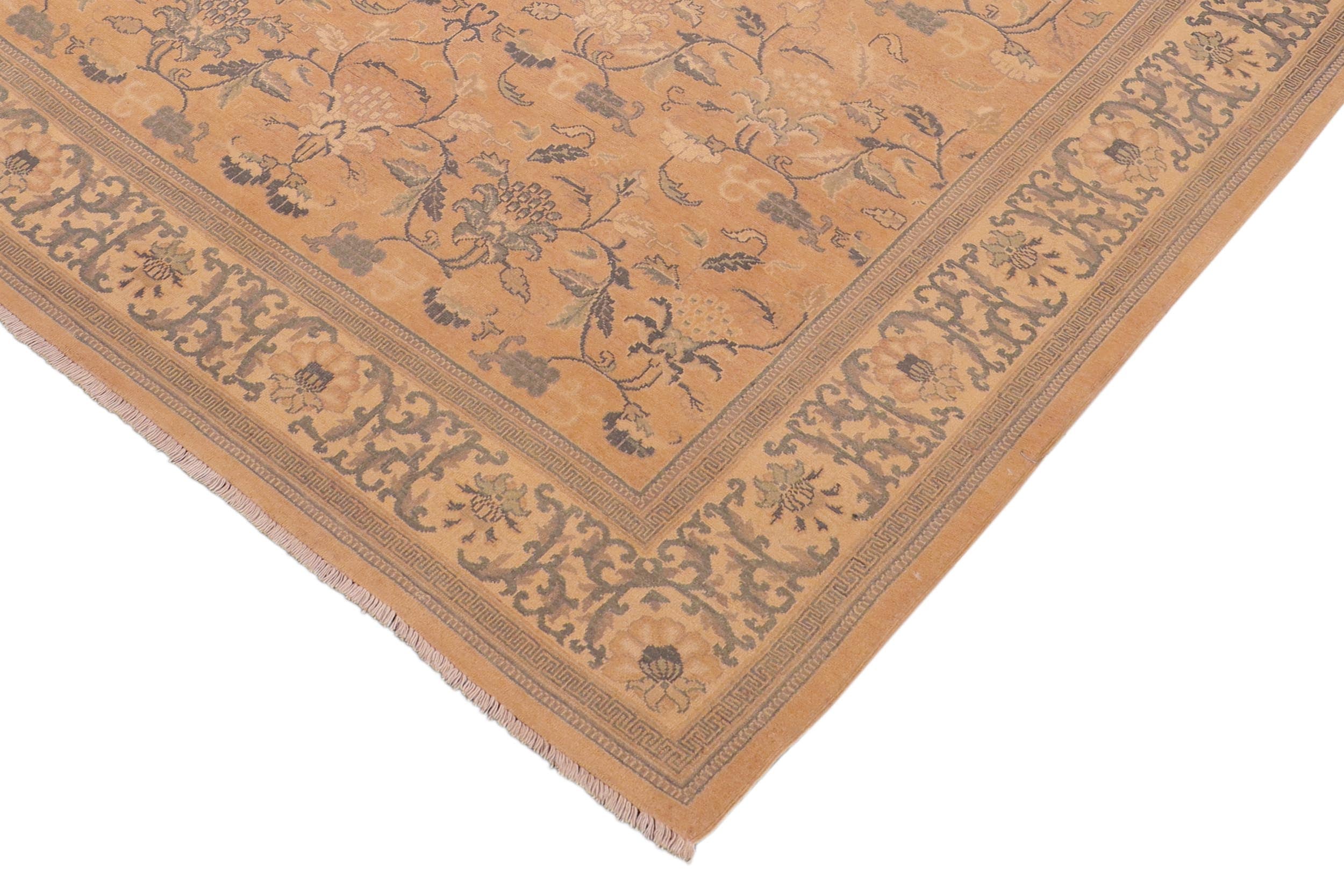 handmade Traditional Kafkaz Rose Tan Hand Knotted RECTANGLE 100% WOOL area rug 6x9