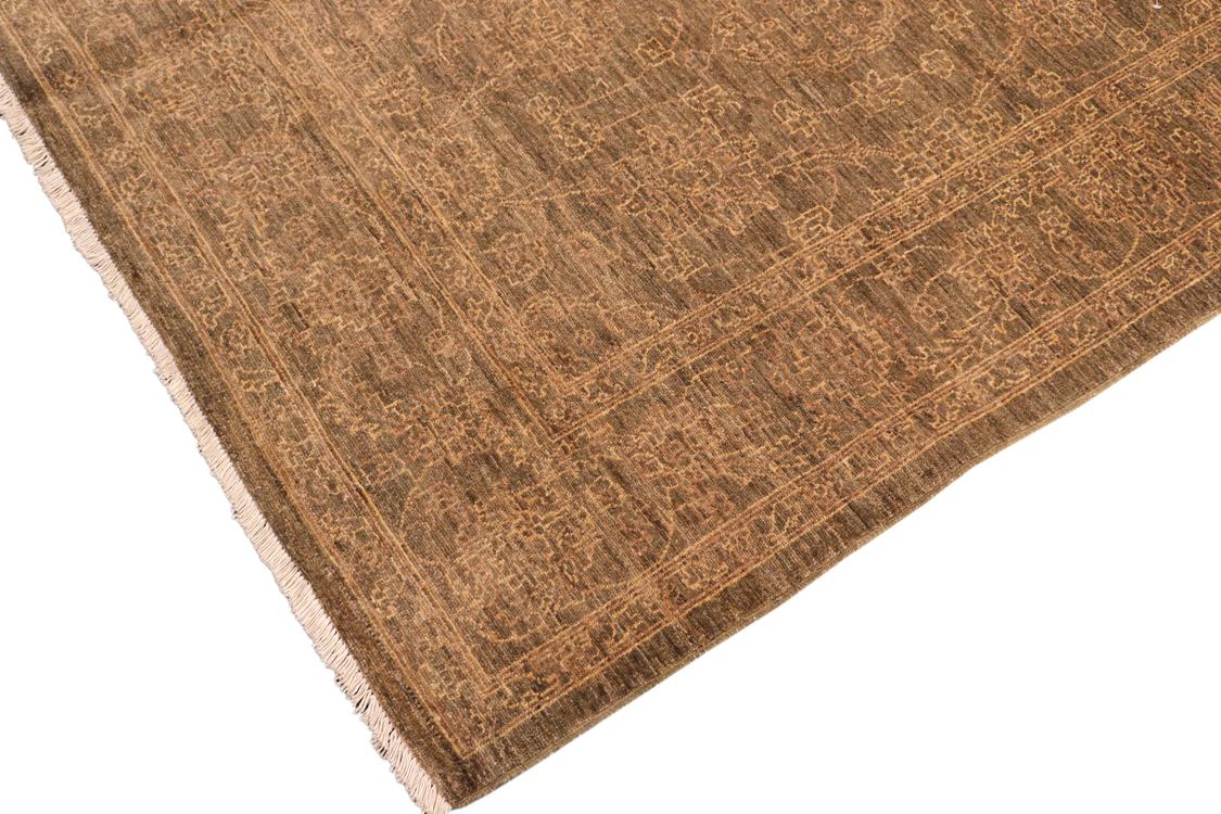handmade Transitional Kafkaz Brown Gold Hand Knotted RECTANGLE 100% WOOL area rug 6' x 9'