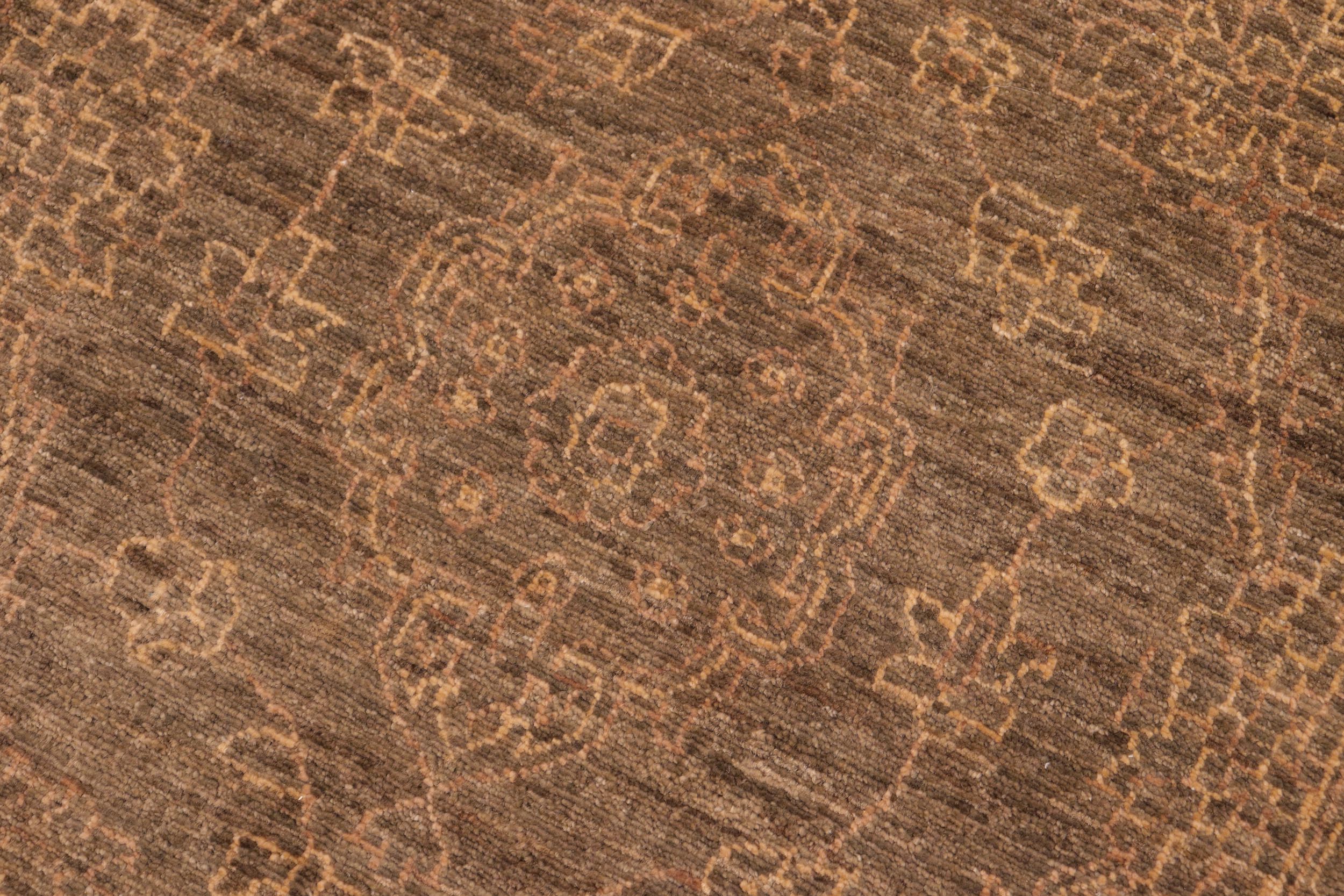 handmade Transitional Kafkaz Brown Gold Hand Knotted RECTANGLE 100% WOOL area rug 6' x 9'