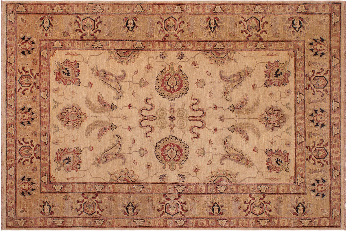 handmade Traditional Kafkaz Ivory Gold Hand Knotted RECTANGLE 100% WOOL area rug 6x9