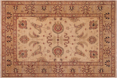 handmade Traditional Kafkaz Ivory Gold Hand Knotted RECTANGLE 100% WOOL area rug 6x9