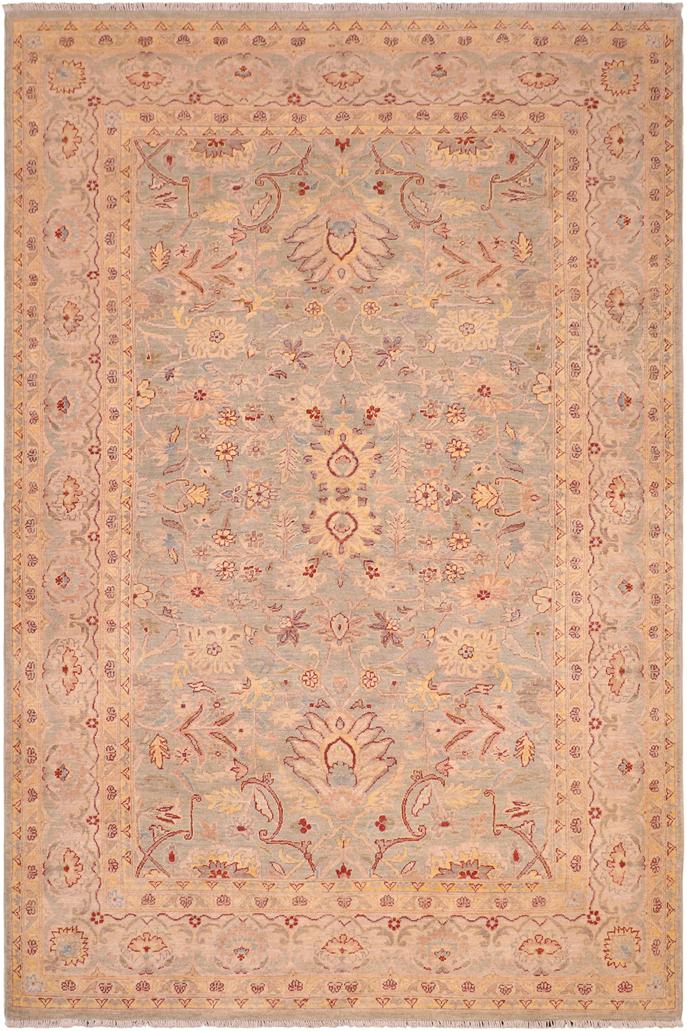 handmade Traditional Kafkaz Green Tan Hand Knotted RECTANGLE 100% WOOL area rug 6X9