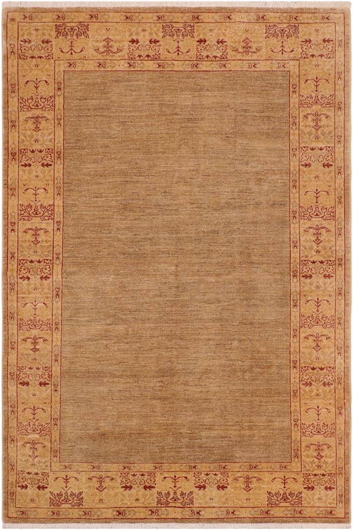 handmade Modern Kafkaz Tan Beige Hand Knotted RECTANGLE 100% WOOL area rug 6X9