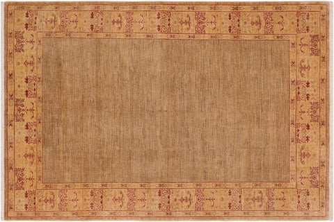 handmade Modern Kafkaz Tan Beige Hand Knotted RECTANGLE 100% WOOL area rug 6' x 9'