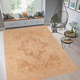 handmade Traditional Kafkaz Brown Tan Hand Knotted RECTANGLE 100% WOOL area rug 6 x 9