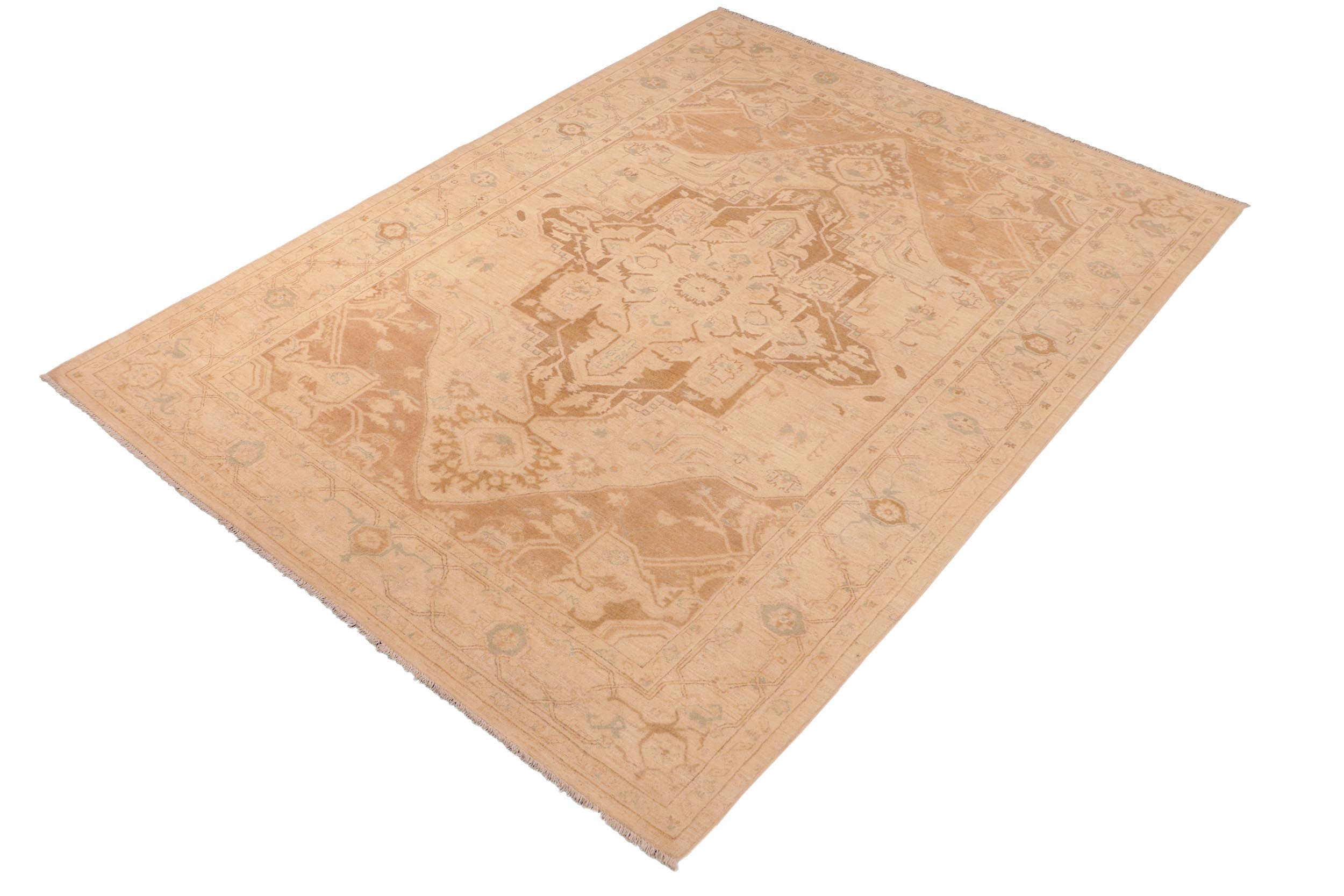 handmade Traditional Kafkaz Brown Tan Hand Knotted RECTANGLE 100% WOOL area rug 6' x 9'