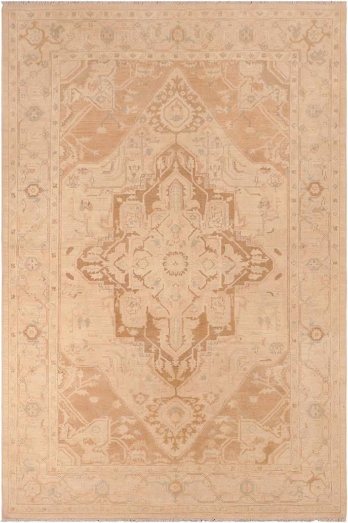 handmade Traditional Kafkaz Brown Tan Hand Knotted RECTANGLE 100% WOOL area rug 6X9