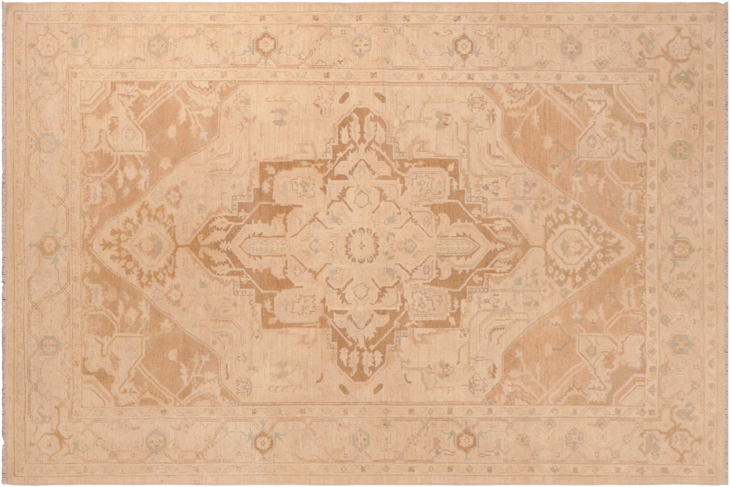 handmade Traditional Kafkaz Brown Tan Hand Knotted RECTANGLE 100% WOOL area rug 6' x 9'