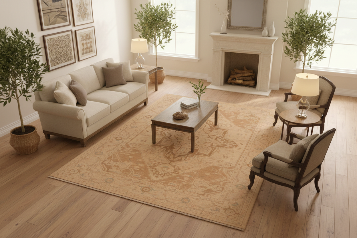 handmade Traditional Kafkaz Brown Tan Hand Knotted RECTANGLE 100% WOOL area rug 6' x 9'