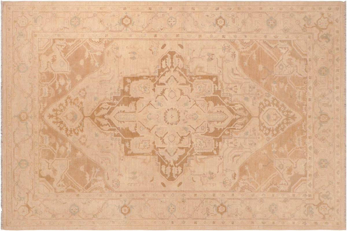 handmade Traditional Kafkaz Brown Tan Hand Knotted RECTANGLE 100% WOOL area rug 6' x 9'