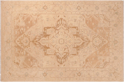 handmade Traditional Kafkaz Brown Tan Hand Knotted RECTANGLE 100% WOOL area rug 6' x 9'