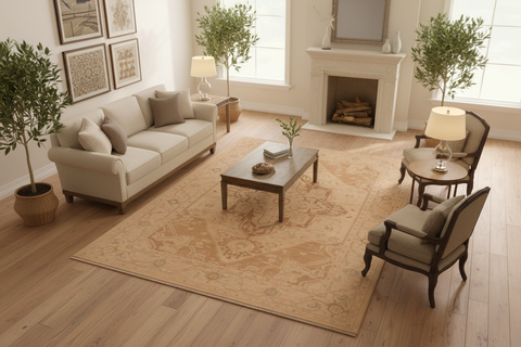 handmade Traditional Kafkaz Brown Tan Hand Knotted RECTANGLE 100% WOOL area rug 6' x 9'