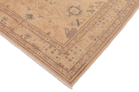 handmade Traditional Kafkaz Tan Blue Hand Knotted RECTANGLE 100% WOOL area rug 6x9