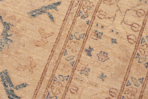 handmade Traditional Kafkaz Tan Blue Hand Knotted RECTANGLE 100% WOOL area rug 6x9
