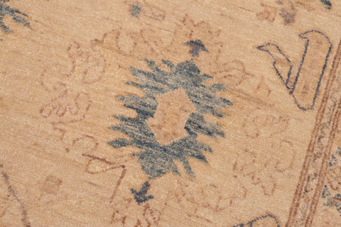 handmade Traditional Kafkaz Tan Blue Hand Knotted RECTANGLE 100% WOOL area rug 6x9