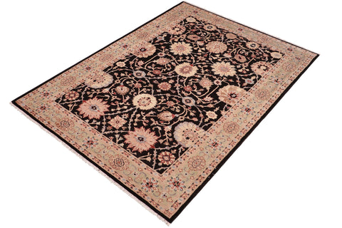handmade Transitional Lahore Black Green Hand Knotted RECTANGLE 100% WOOL area rug 6' x 9'