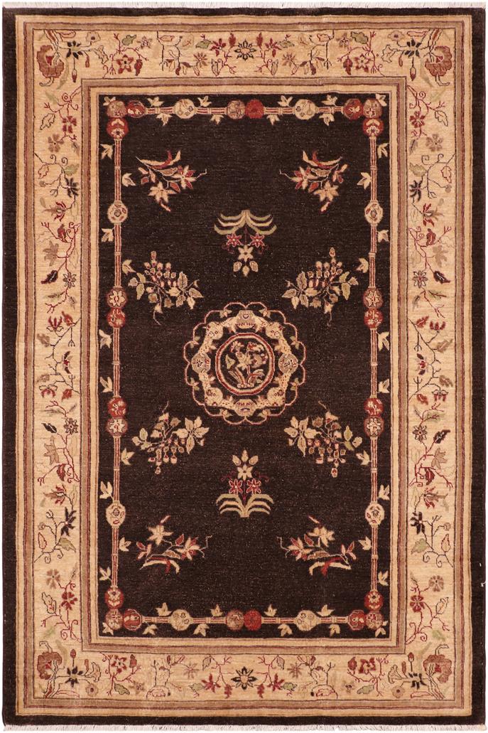 handmade Traditional Kafkaz Brown Tan Hand Knotted RECTANGLE 100% WOOL area rug 6X8