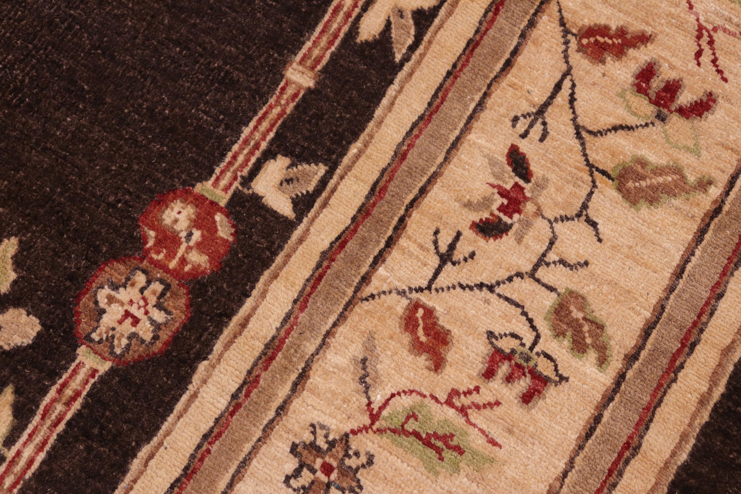 handmade Traditional Kafkaz Brown Tan Hand Knotted RECTANGLE 100% WOOL area rug 6' x 8'