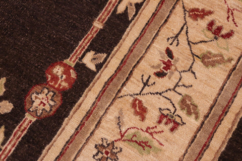 handmade Traditional Kafkaz Brown Tan Hand Knotted RECTANGLE 100% WOOL area rug 6' x 8'