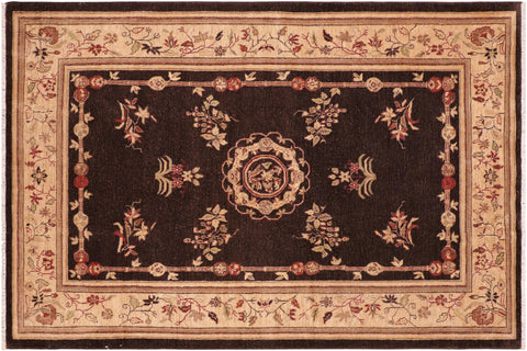 handmade Traditional Kafkaz Brown Tan Hand Knotted RECTANGLE 100% WOOL area rug 6' x 8'