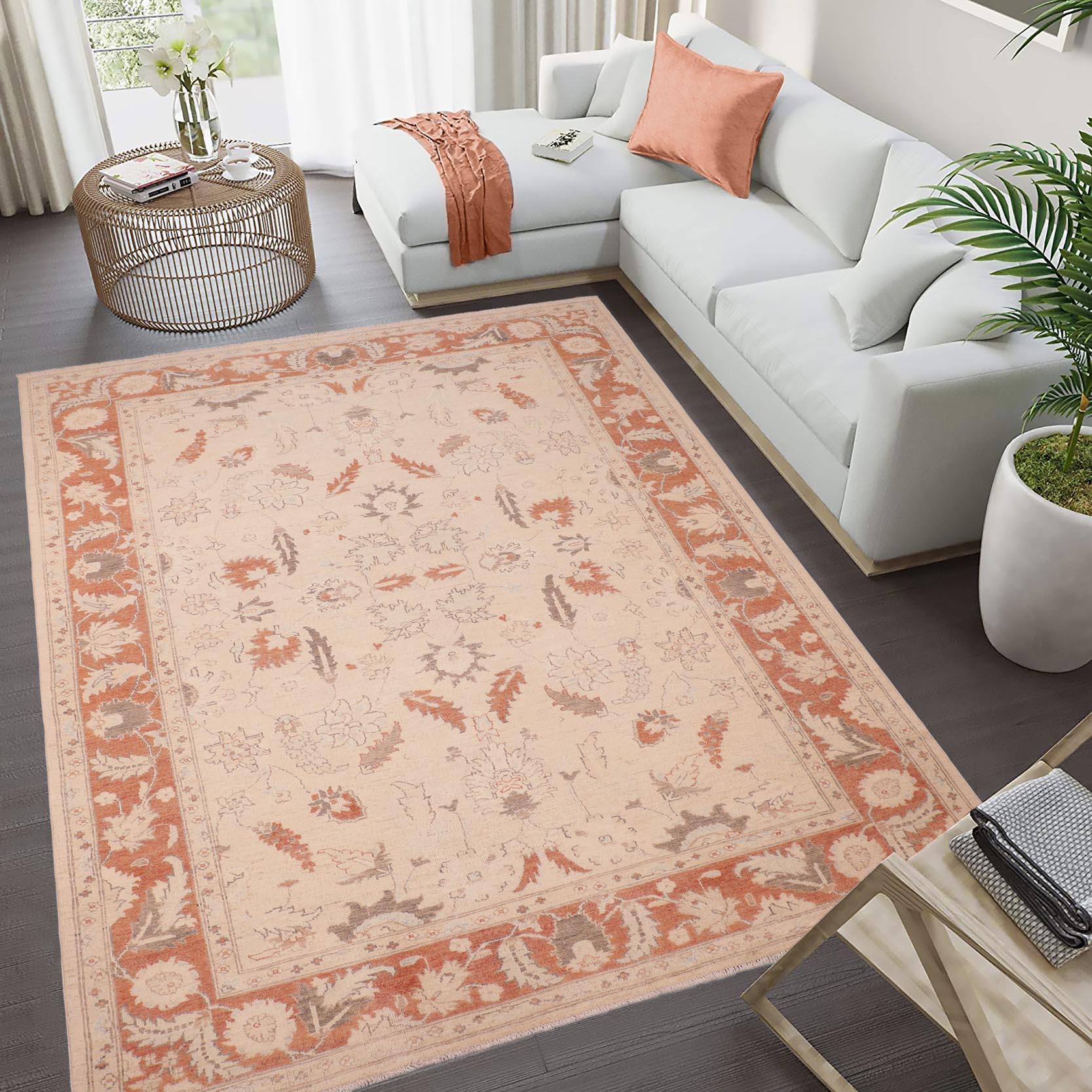 handmade Traditional Kafkaz Tan Rust Hand Knotted RECTANGLE 100% WOOL area rug 6x9