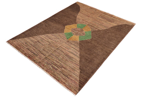 handmade Modern Gabbeh Brown Gold Hand Knotted RECTANGLE 100% WOOL area rug 6' x 9'