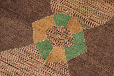 handmade Modern Gabbeh Brown Gold Hand Knotted RECTANGLE 100% WOOL area rug 6' x 9'