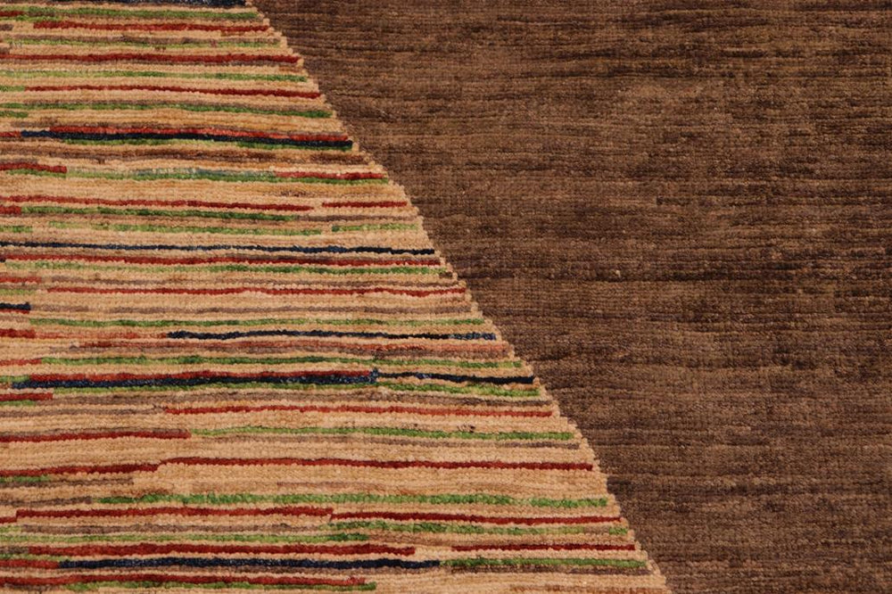 handmade Modern Gabbeh Brown Gold Hand Knotted RECTANGLE 100% WOOL area rug 6 X9 