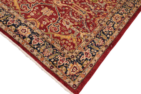 handmade Transitional Kafkaz Red Blue Hand Knotted RECTANGLE 100% WOOL area rug 6' x 9'