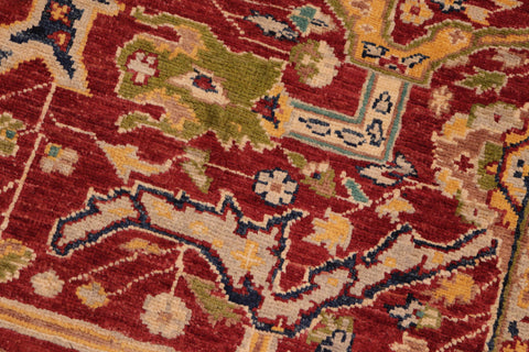 handmade Transitional Kafkaz Red Blue Hand Knotted RECTANGLE 100% WOOL area rug 6' x 9'