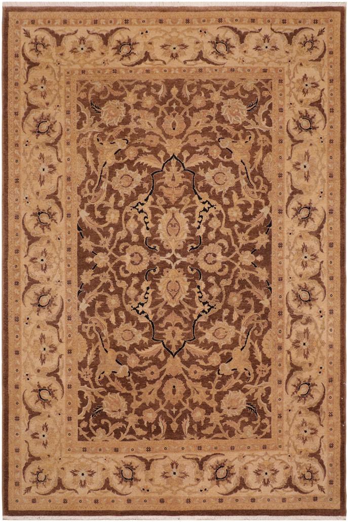 handmade Traditional Kafkaz Brown Tan Hand Knotted RECTANGLE 100% WOOL area rug 6X9