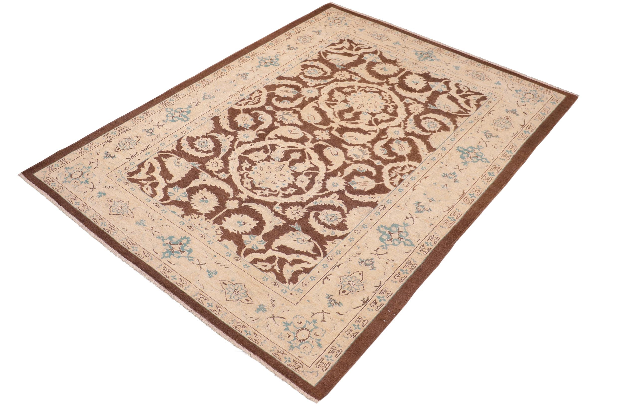 handmade Traditional Kafkaz Brown Tan Hand Knotted RECTANGLE 100% WOOL area rug 6x9