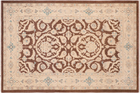 handmade Traditional Kafkaz Brown Tan Hand Knotted RECTANGLE 100% WOOL area rug 6x9