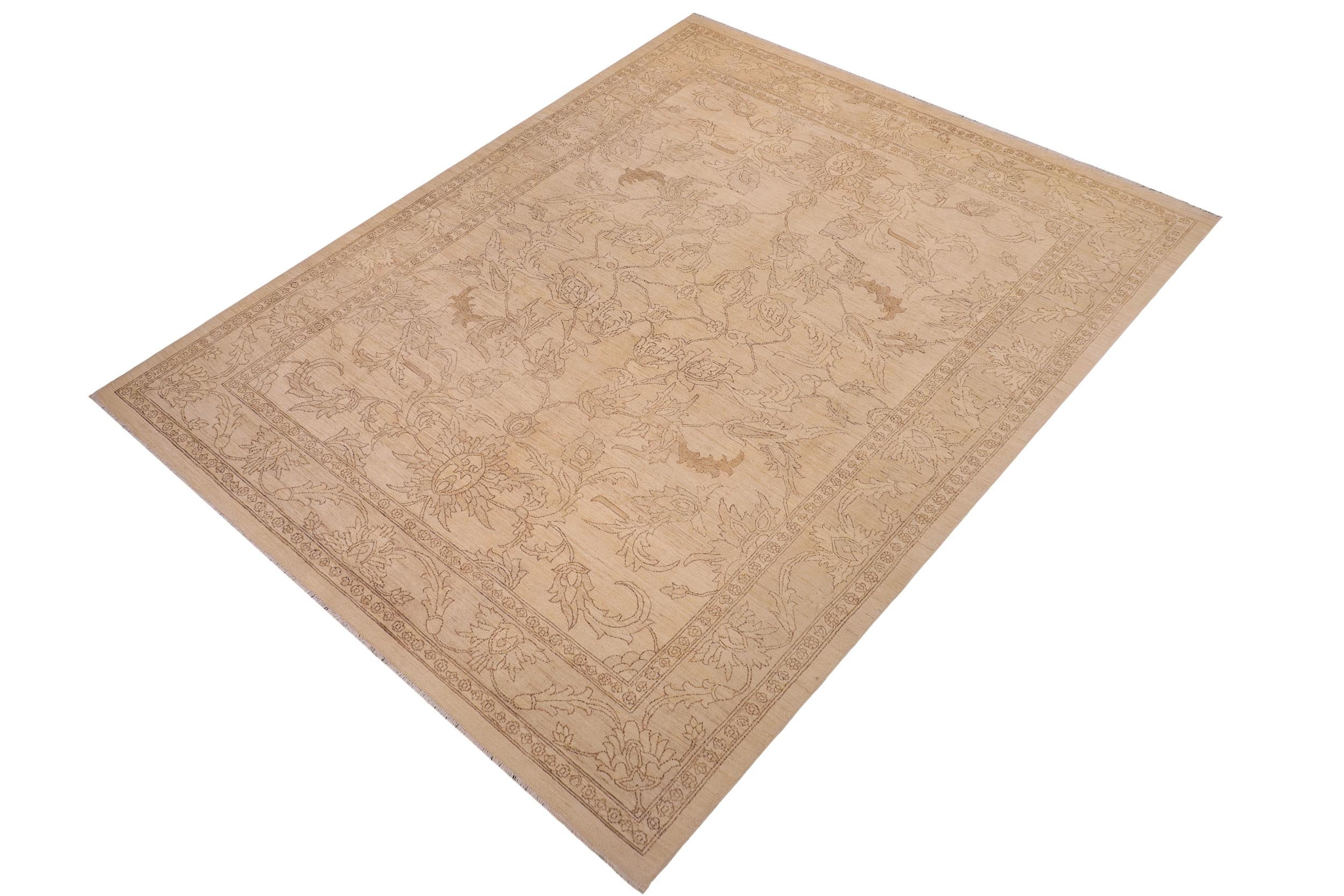 handmade Traditional Kafkaz Beige Tan Hand Knotted RECTANGLE 100% WOOL area rug 9x12