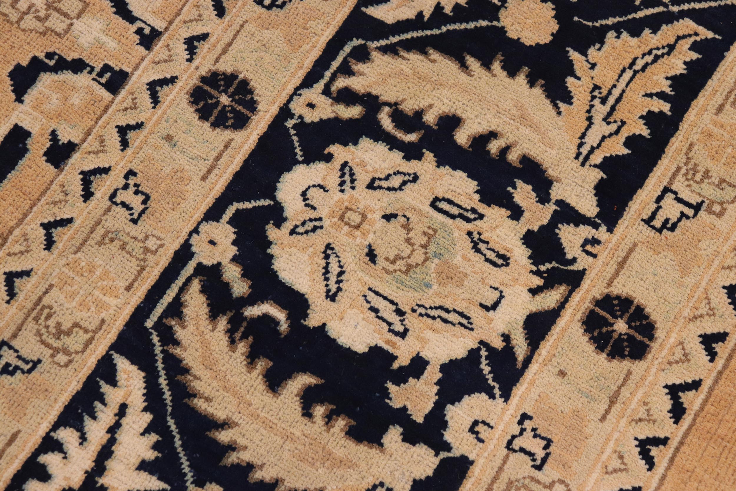 handmade Traditional Kafkaz Nude Blue Hand Knotted RECTANGLE 100% WOOL area rug 9' x 11'