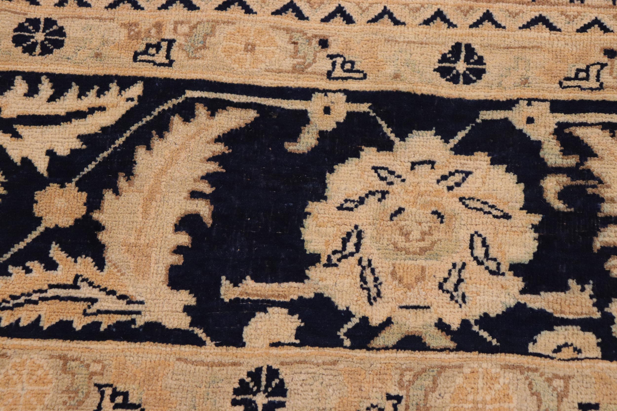 handmade Traditional Kafkaz Nude Blue Hand Knotted RECTANGLE 100% WOOL area rug 9' x 11'
