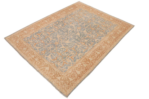 handmade Transitional Kafkaz Blue Brown Hand Knotted RECTANGLE 100% WOOL area rug 9' x 12'