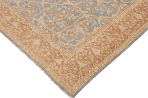 handmade Transitional Kafkaz Blue Brown Hand Knotted RECTANGLE 100% WOOL area rug 9' x 12'