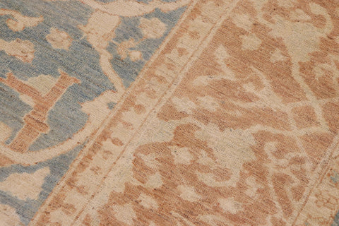 handmade Transitional Kafkaz Blue Brown Hand Knotted RECTANGLE 100% WOOL area rug 9' x 12'
