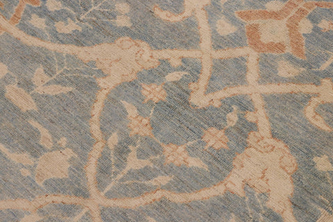 handmade Transitional Kafkaz Blue Brown Hand Knotted RECTANGLE 100% WOOL area rug 9' x 12'