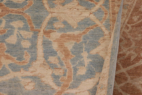 handmade Transitional Kafkaz Blue Brown Hand Knotted RECTANGLE 100% WOOL area rug 9' x 12'