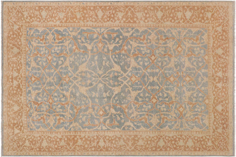 handmade Transitional Kafkaz Blue Brown Hand Knotted RECTANGLE 100% WOOL area rug 9' x 12'