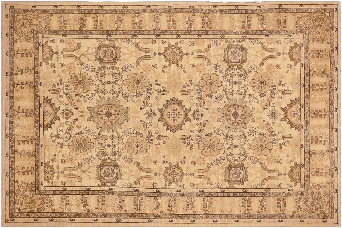 handmade Traditional Kafkaz Beige Tan Hand Knotted RECTANGLE 100% WOOL area rug 9x13