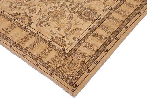 handmade Traditional Kafkaz Beige Tan Hand Knotted RECTANGLE 100% WOOL area rug 9x13