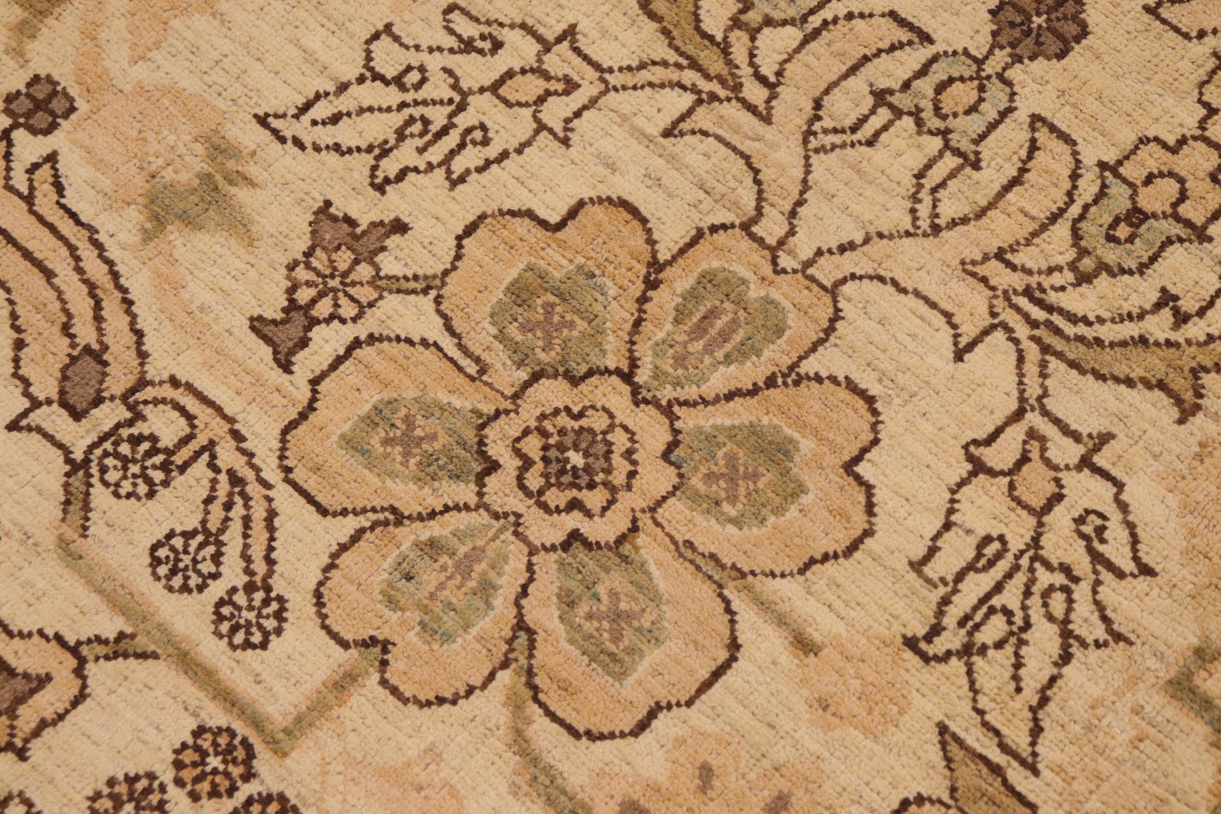 handmade Traditional Kafkaz Beige Tan Hand Knotted RECTANGLE 100% WOOL area rug 9x13