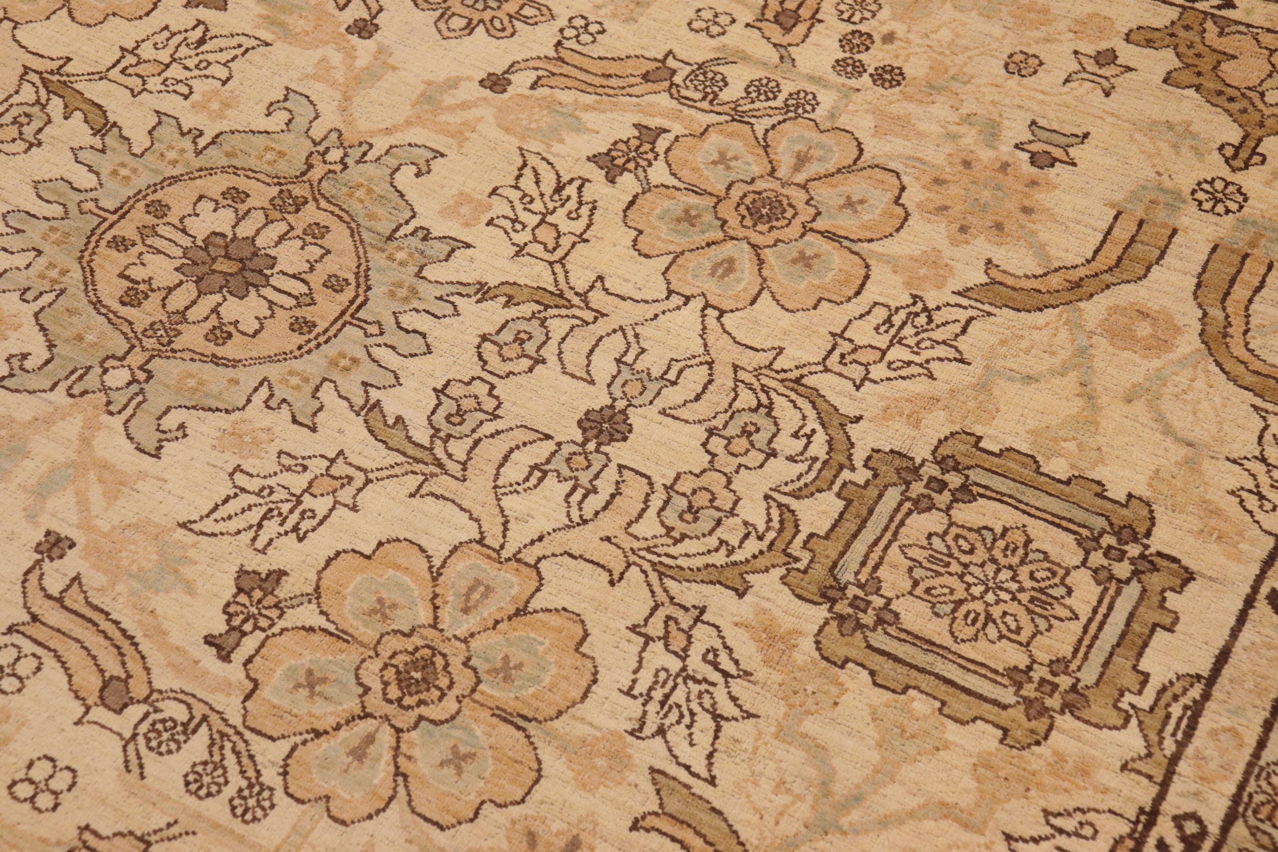 handmade Traditional Kafkaz Beige Tan Hand Knotted RECTANGLE 100% WOOL area rug 9x13