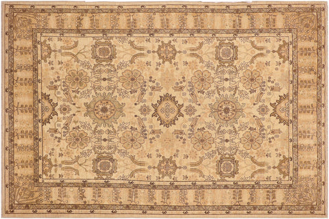 handmade Traditional Kafkaz Beige Tan Hand Knotted RECTANGLE 100% WOOL area rug 9x13